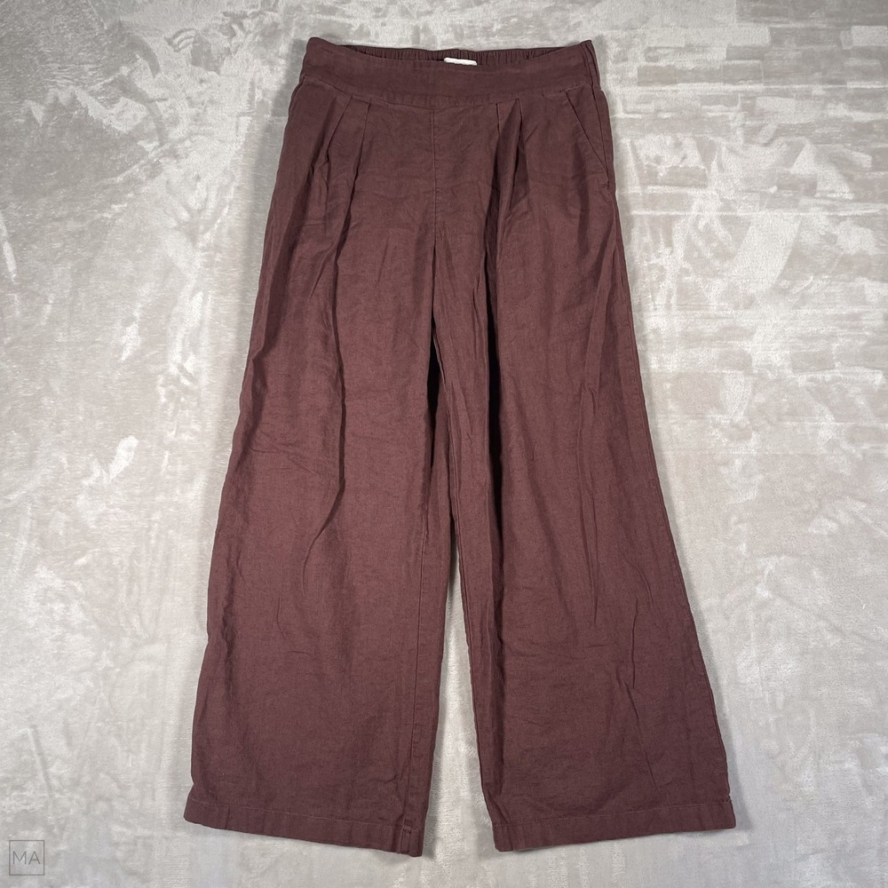 Abercrombie & Fitch Women's Pants Wide Leg Linen Blend Pull On M Brown